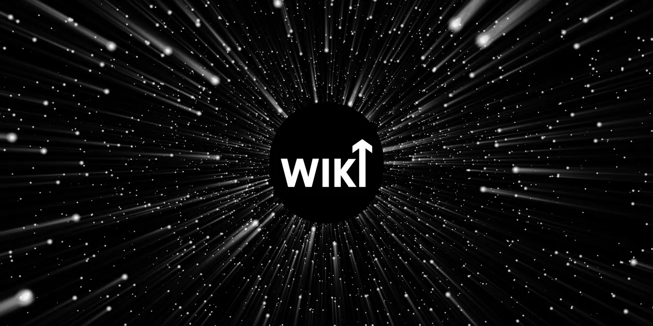 EBN Wiki wordmark with upward arrow over a starburst backdrop