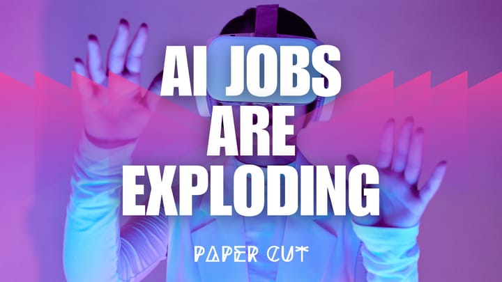 AI jobs are exploding! A person wearing a VR headset reaches out, symbolizing the rise of AI-driven careers and automation.